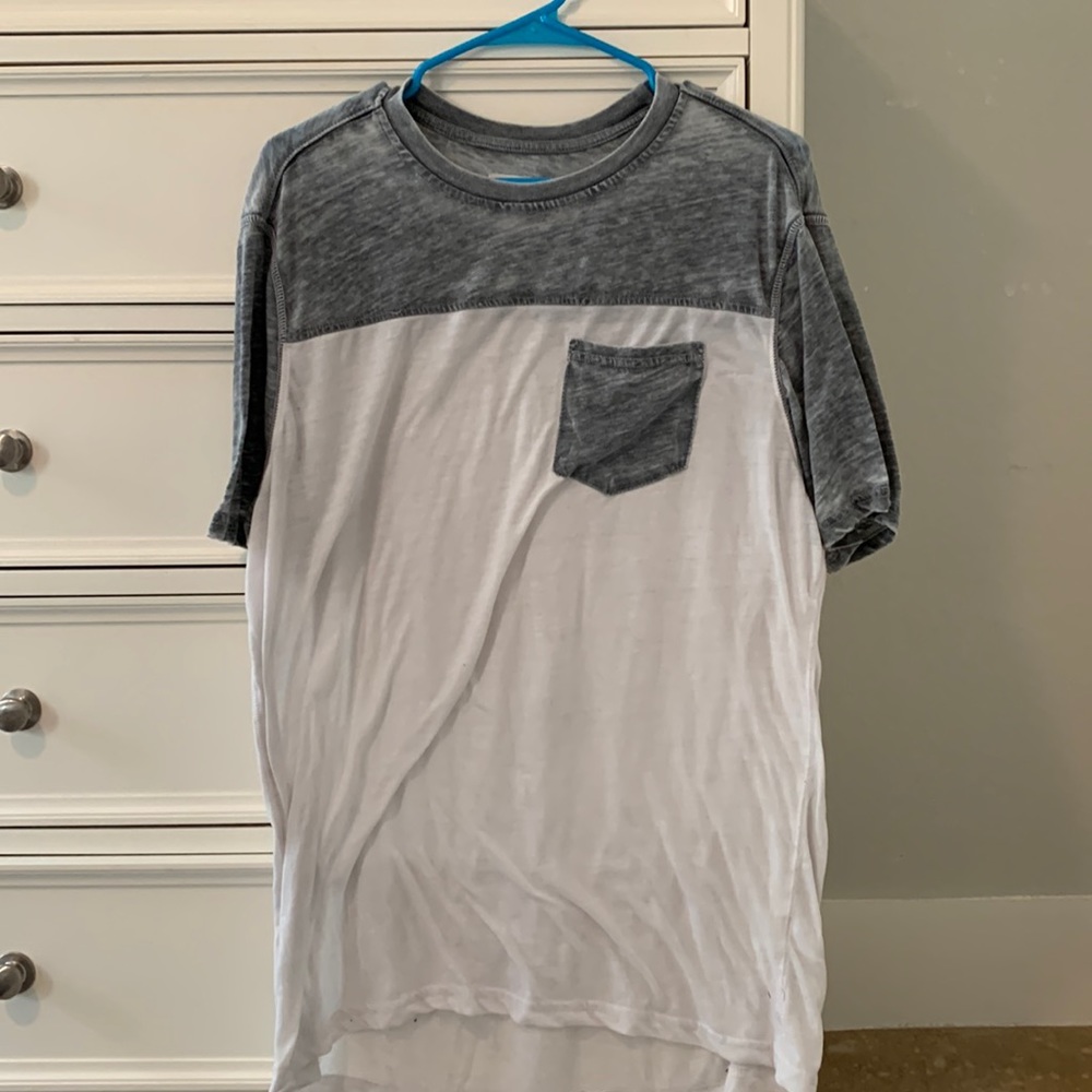 Distillery Apparel gray and white pocket shirt